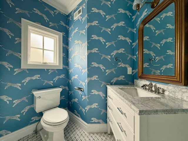 4945 Yantis Dr, New Albany, OH 43054 - half bathroom with vanity and tile patterned flooring