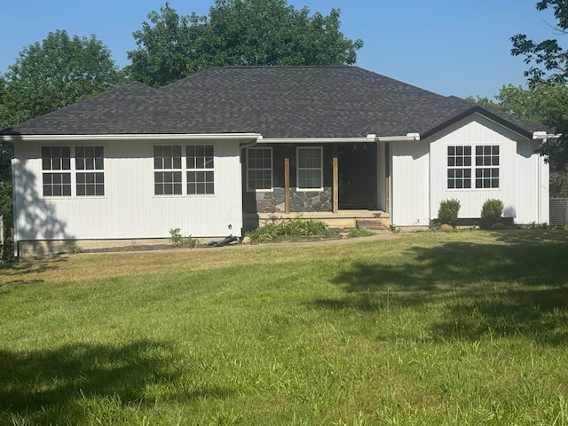 25327 Morris Salem Rd, Circleville, OH 43113 - view of front of property with covered porch, a front yard, and roof with shingles