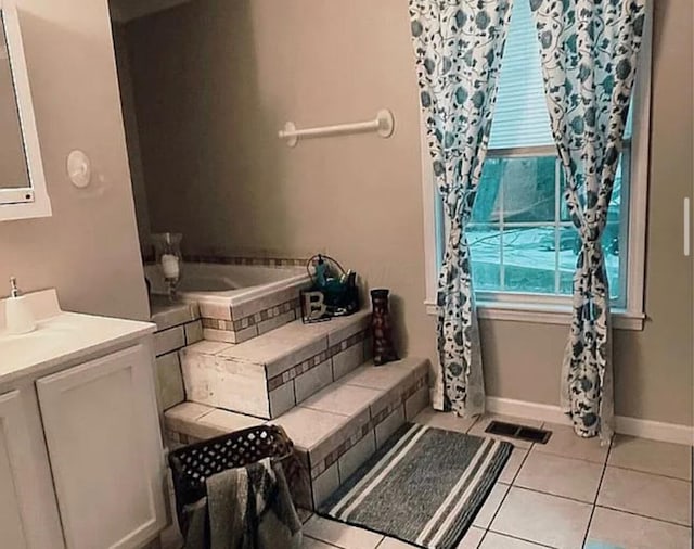 25327 Morris Salem Rd, Circleville, OH 43113 - bathroom with vanity, a bath, and tile patterned floors