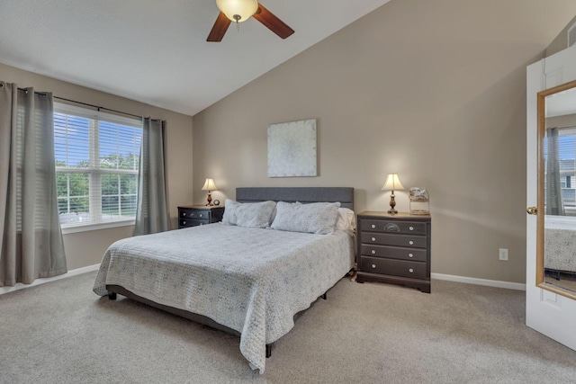 9606 Ireland Ct, Powell, OH 43065 - bedroom featuring carpet, lofted ceiling, and a ceiling fan
