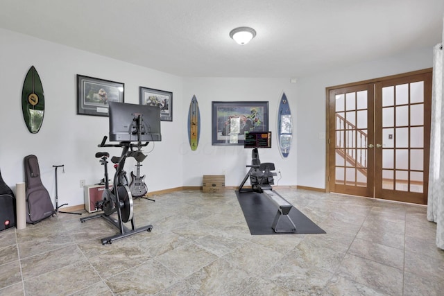 2680 Biers Run Rd, Chillicothe, OH 45601 - exercise room featuring french doors and stone finish floors