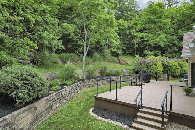 2680 Biers Run Rd, Chillicothe, OH 45601 - fenced backyard featuring a wooden deck and a pergola