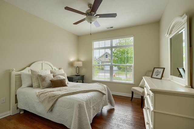 5428 Tathwell Dr, New Albany, OH 43054 - bedroom with dark wood-style flooring and a ceiling fan