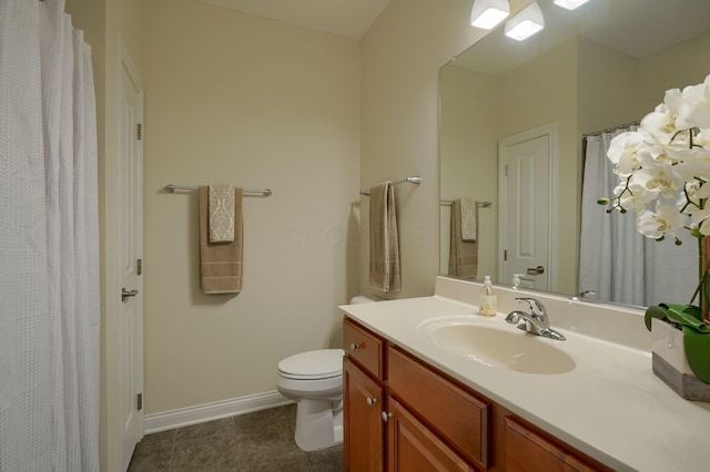 5428 Tathwell Dr, New Albany, OH 43054 - full bath with vanity, tile patterned floors, and a shower with shower curtain