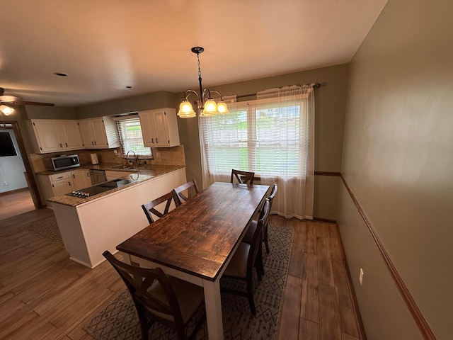 1819 Walnut Rd, Heath, OH 43056 - dining space featuring dark wood-style floors, a chandelier, and a ceiling fan