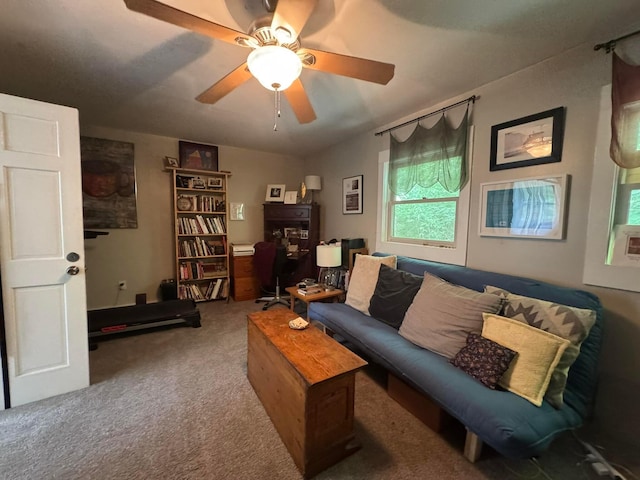 6598 Jeff Ln, Athens, OH 45701 - living room featuring carpet flooring and a ceiling fan