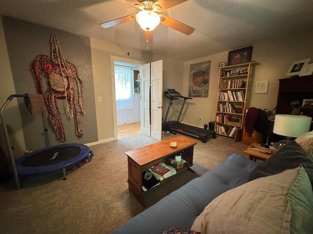 6598 Jeff Ln, Athens, OH 45701 - living room featuring carpet and a ceiling fan