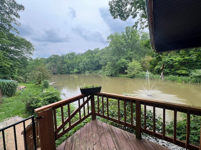 6598 Jeff Ln, Athens, OH 45701 - wooden deck featuring a water view and a forest view