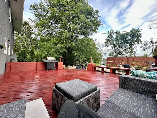 6869 Cedar Brook Pl, New Albany, OH 43054 - wooden deck with grilling area