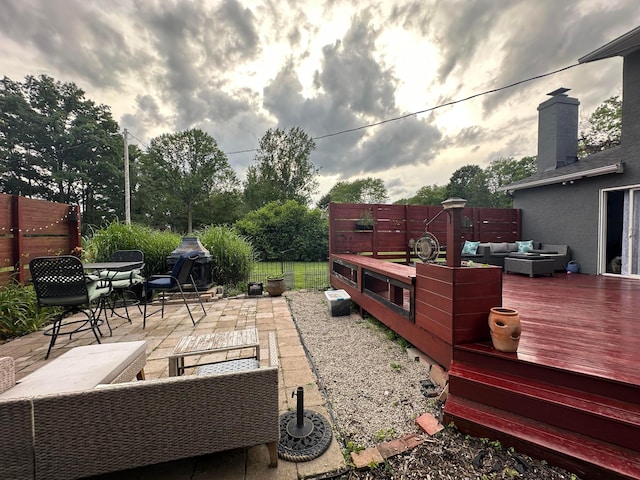 6869 Cedar Brook Pl, New Albany, OH 43054 - view of patio featuring an outdoor living space, a deck, and outdoor dining space