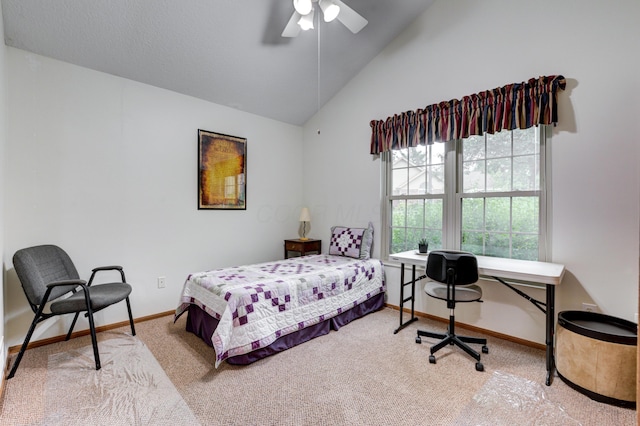 151 Cameron Ridge Dr, Columbus, OH 43235 - bedroom featuring carpet, vaulted ceiling, and ceiling fan
