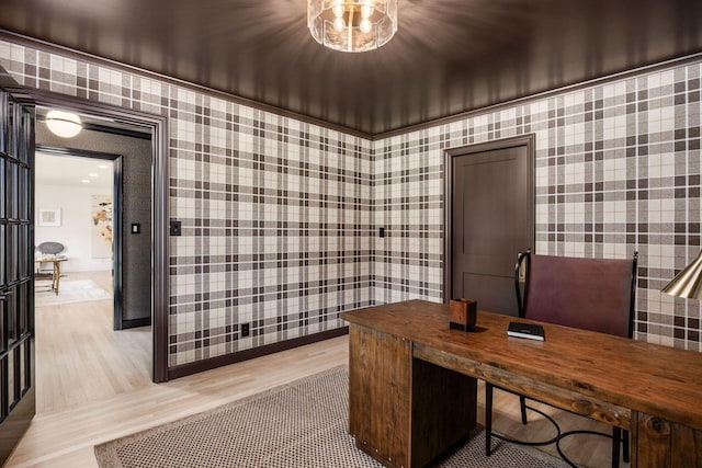 2841 Doncaster Rd, Upper Arlington, OH 43221 - office featuring wallpapered walls and light wood finished floors