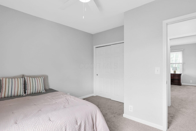 2635 Main St, Powell, OH 43065 - bedroom featuring carpet flooring, a closet, and ceiling fan