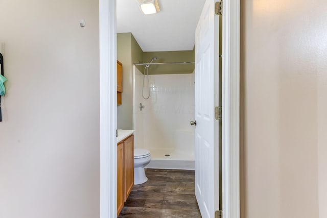 5733 Canal Bridge Dr, Canal Winchester, OH 43110 - bathroom featuring wood finished floors, a shower, and vanity