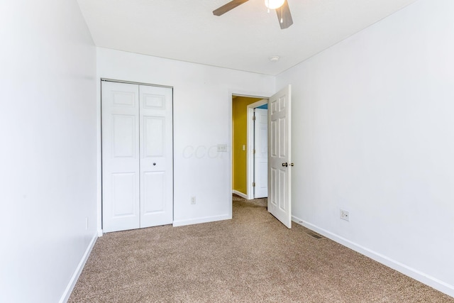 5733 Canal Bridge Dr, Canal Winchester, OH 43110 - unfurnished bedroom featuring carpet flooring, a closet, and ceiling fan