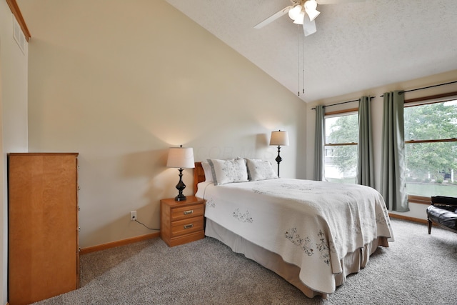 2885 Wynneleaf St, Hilliard, OH 43026 - bedroom featuring light colored carpet, high vaulted ceiling, and ceiling fan