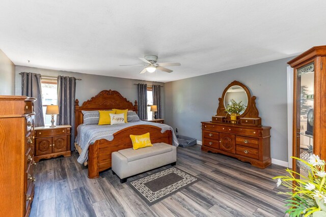 6651 Lancaster Rd, Hebron, OH 43025 - bedroom with dark wood-style flooring and ceiling fan