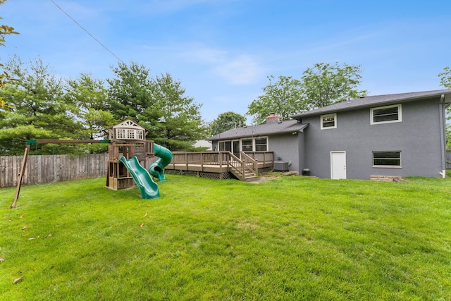 1838 Merriweather Dr, Columbus, OH 43221 - view of yard with a playground and a deck
