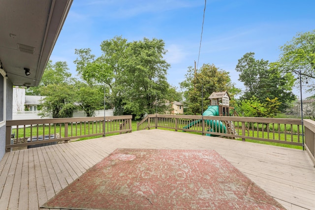 1838 Merriweather Dr, Columbus, OH 43221 - wooden deck with a playground