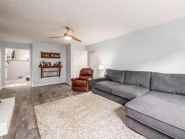5247 Heathmoor St, Columbus, OH 43235 - living area featuring wood finished floors and ceiling fan