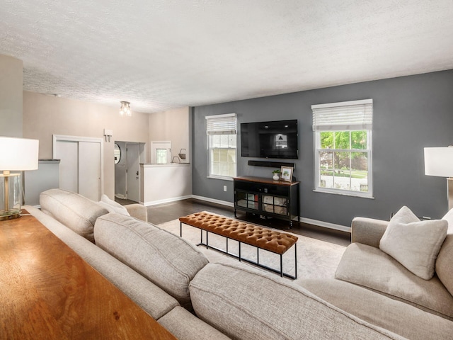 5247 Heathmoor St, Columbus, OH 43235 - living room featuring wood finished floors and a textured ceiling