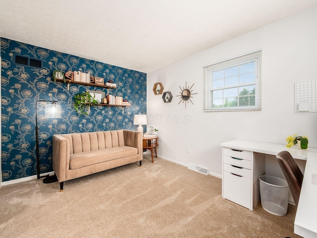 5247 Heathmoor St, Columbus, OH 43235 - home office with wallpapered walls and light colored carpet