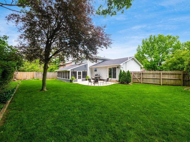 5247 Heathmoor St, Columbus, OH 43235 - fenced backyard with a sunroom and a patio area