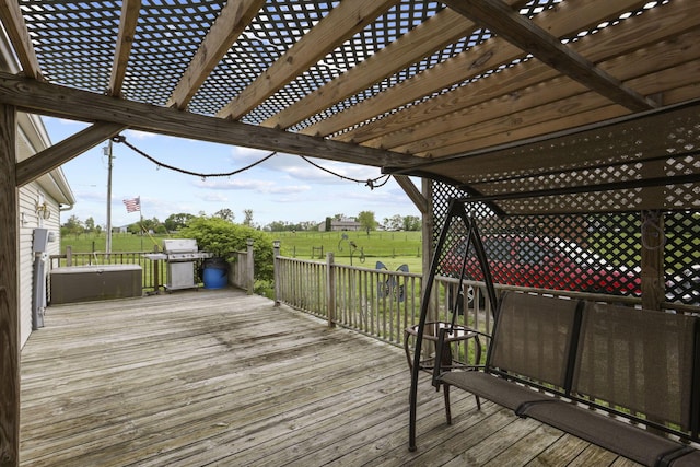 11791 Coontz Rd, Orient, OH 43146 - wooden terrace with grilling area, a pergola, and a lawn