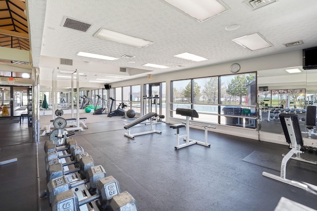 4635 Shalers Dr Unit 44D, Columbus, OH 43228 - workout area featuring a textured ceiling