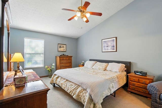 3383 Parkbrook Dr, Grove City, OH 43123 - carpeted bedroom with vaulted ceiling, ceiling fan, and a textured ceiling