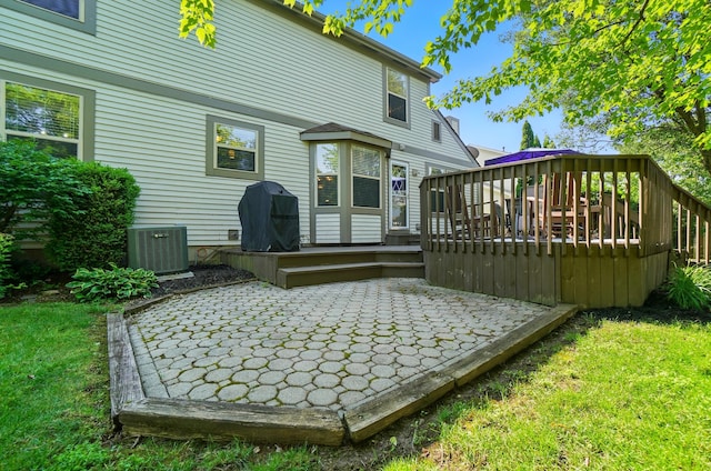 3383 Parkbrook Dr, Grove City, OH 43123 - rear view of house featuring a patio, a deck, and a lawn