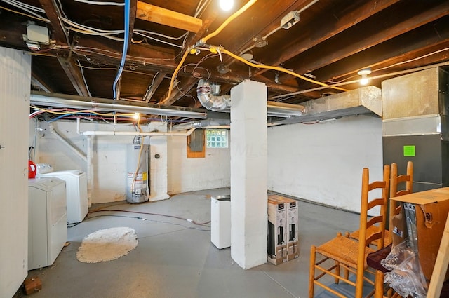 484 Sheldon Ave, Columbus, OH 43207 - below grade area featuring washer and clothes dryer and water heater