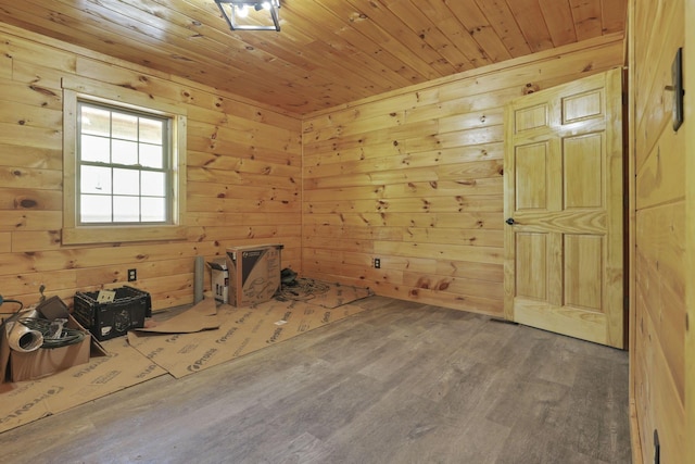 35640 Vickers Rd, Logan, OH 43138 - spare room featuring wooden ceiling, wood finished floors, and wood walls