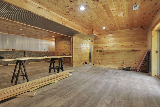 35640 Vickers Rd, Logan, OH 43138 - bar area featuring wood walls, wood finished floors, recessed lighting, and wood ceiling