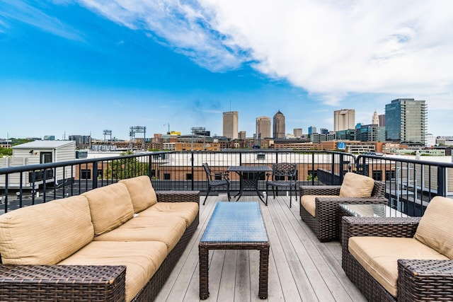 448 W Nationwide Blvd Unit 404, Columbus, OH 43215 - deck featuring an outdoor living space and a view of skyline