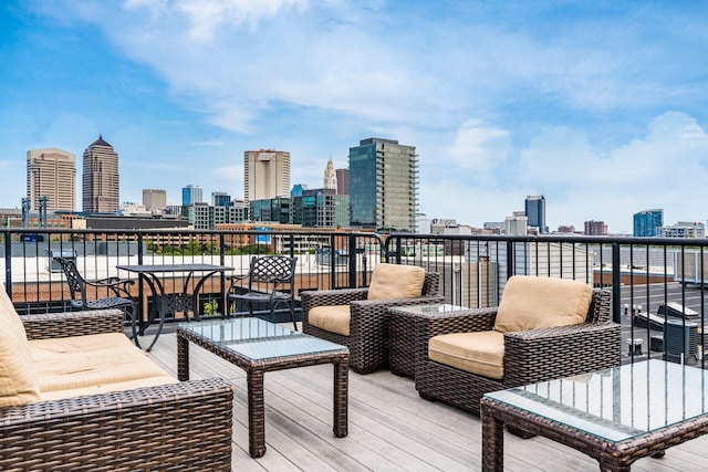 448 W Nationwide Blvd Unit 404, Columbus, OH 43215 - wooden terrace featuring a skyline view