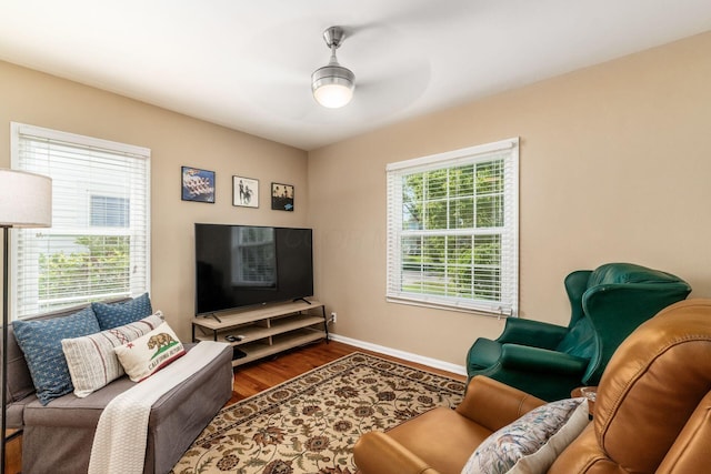 366 E Jeffrey Pl, Columbus, OH 43214 - living room with ceiling fan and wood finished floors