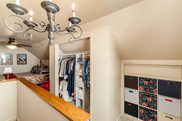 366 E Jeffrey Pl, Columbus, OH 43214 - walk in closet with lofted ceiling and a ceiling fan