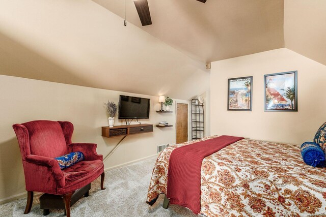 366 E Jeffrey Pl, Columbus, OH 43214 - bedroom featuring vaulted ceiling, carpet, and ceiling fan