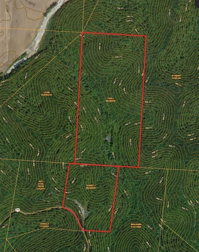 51801 State Route 671, Londonderry, OH 45647 - aerial overview of property's location featuring property boundaries highlighted