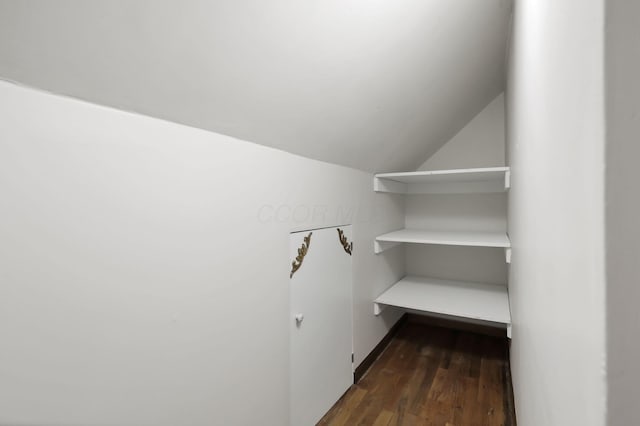3505 Dresden St, Columbus, OH 43224 - spacious closet featuring vaulted ceiling and dark wood finished floors