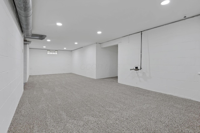 3505 Dresden St, Columbus, OH 43224 - basement with recessed lighting and concrete block wall