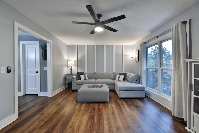 4634 State Route 61, Sunbury, OH 43074 - living area with a ceiling fan, dark wood-type flooring, and a textured ceiling