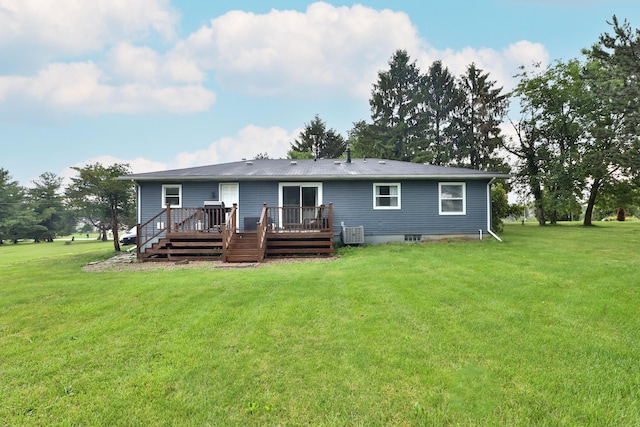 4634 State Route 61, Sunbury, OH 43074 - back of house with a deck and a lawn