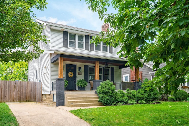 678 S Cassingham Rd, Columbus, OH 43209 - view of front of property featuring a porch and a chimney