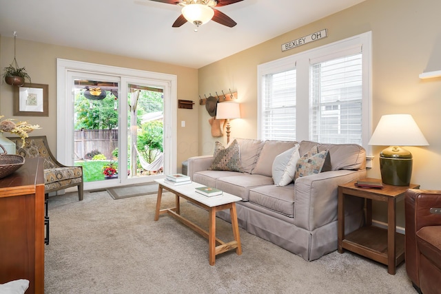 678 S Cassingham Rd, Columbus, OH 43209 - living area with ceiling fan and light colored carpet