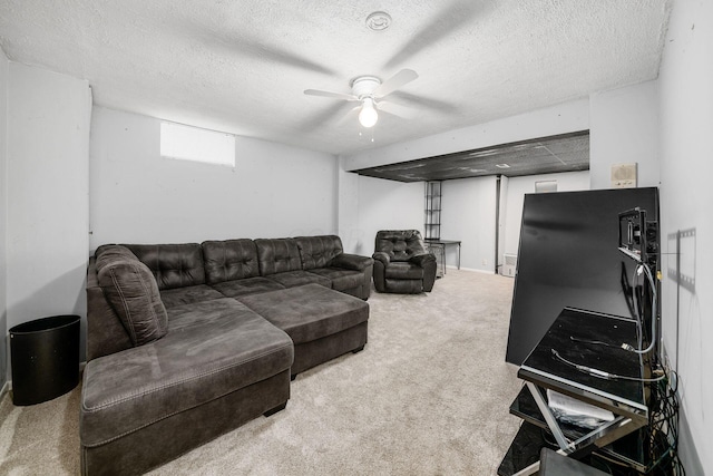 1191 Wexford Green Blvd, Columbus, OH 43228 - carpeted living room featuring a textured ceiling and a ceiling fan
