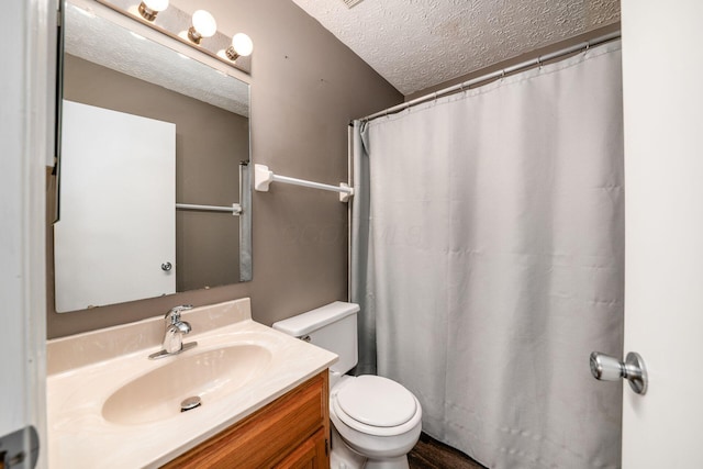 1191 Wexford Green Blvd, Columbus, OH 43228 - bathroom featuring a textured ceiling, vanity, and curtained shower