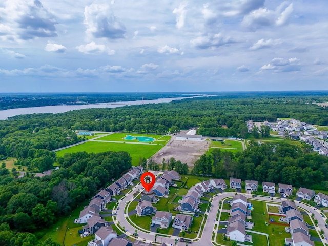 6452 Rockhold Dr, Westerville, OH 43081 - aerial perspective of suburban area with a forest and a nearby body of water