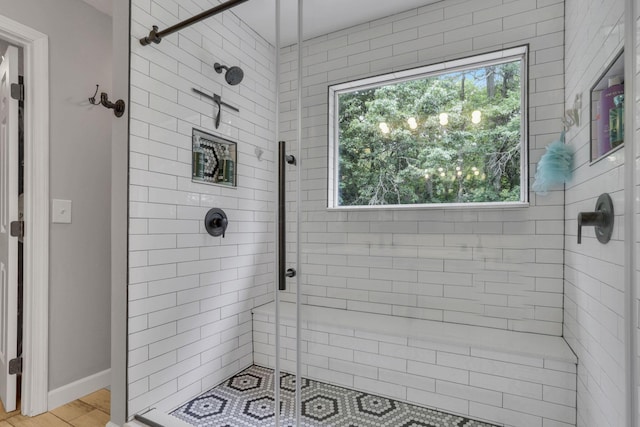 173 Zackary Dr, Granville, OH 43023 - full bathroom with a shower stall, plenty of natural light, and wood finished floors